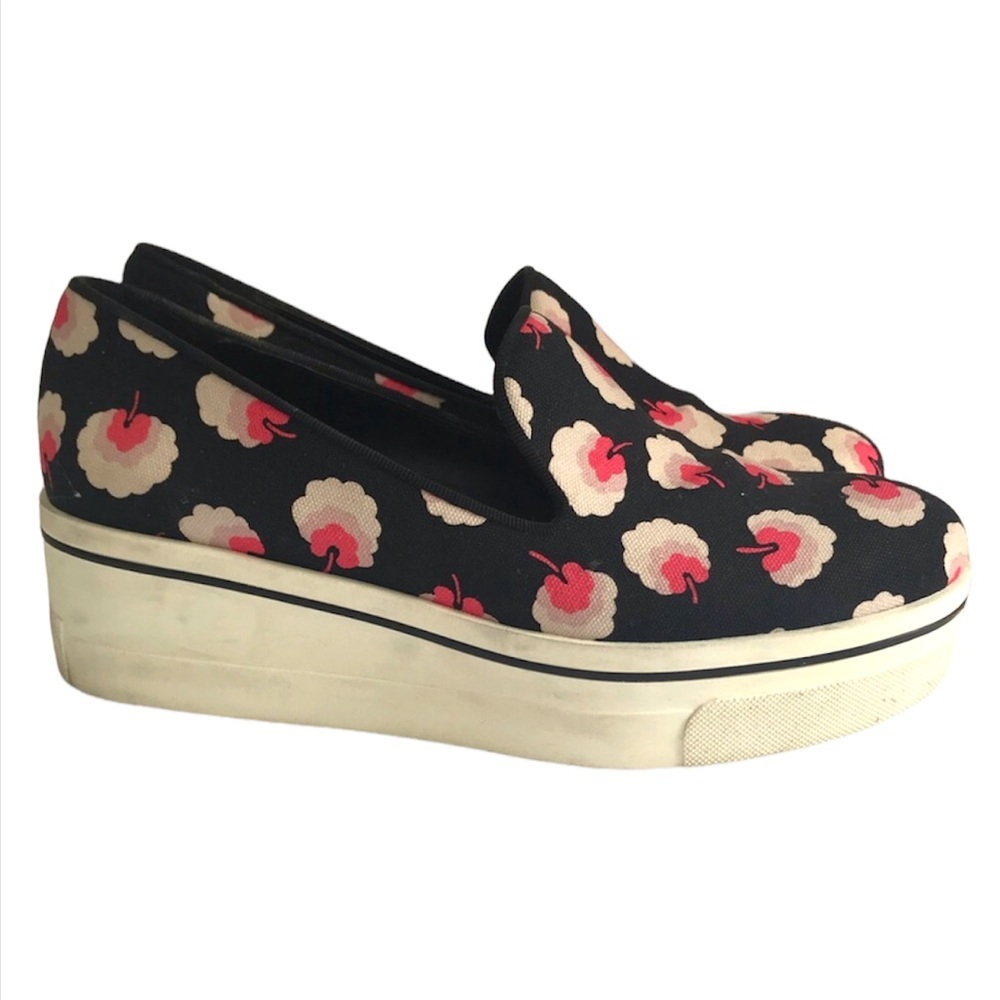 Stella McCartney BINX Platform Wedges Floral Canvas Sneakers Shoes Slides Rose